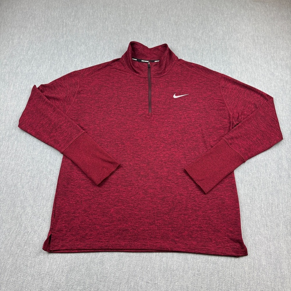 Nike Shirt Womens Large Red Dri-Fit Element 1/4 Zip Top Activewear Gym AA4631